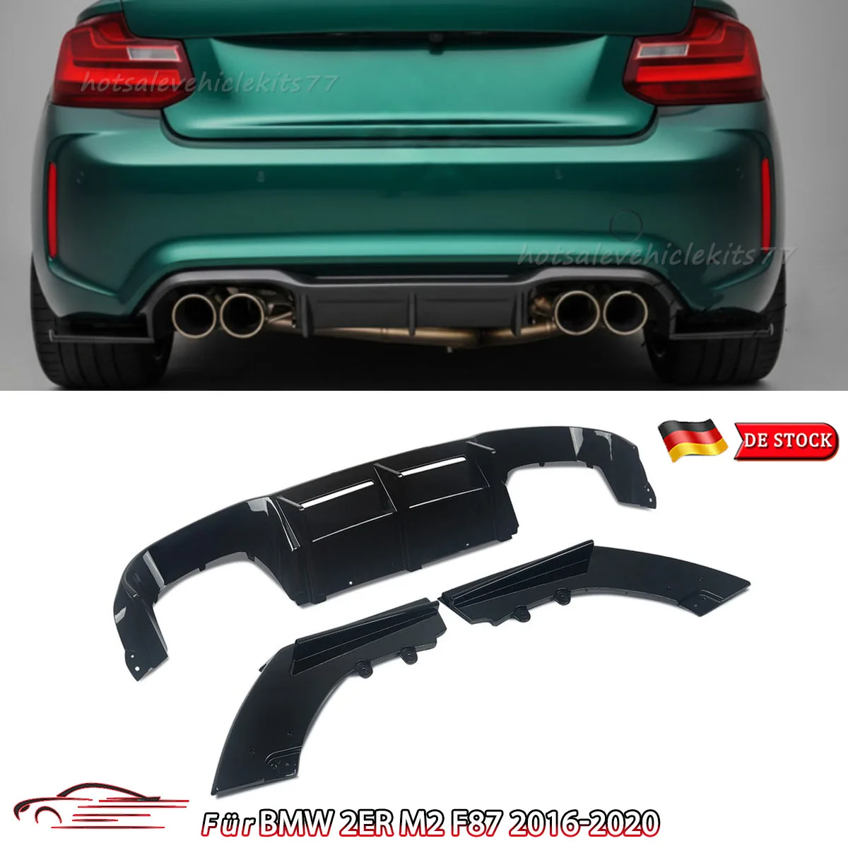 Diffuseur de pare-chocs arrière de compétition, brillant à lèvres noir, pour BMW M2 F87 coupé M2 M2C, 2016 2017 2018 2019 2020