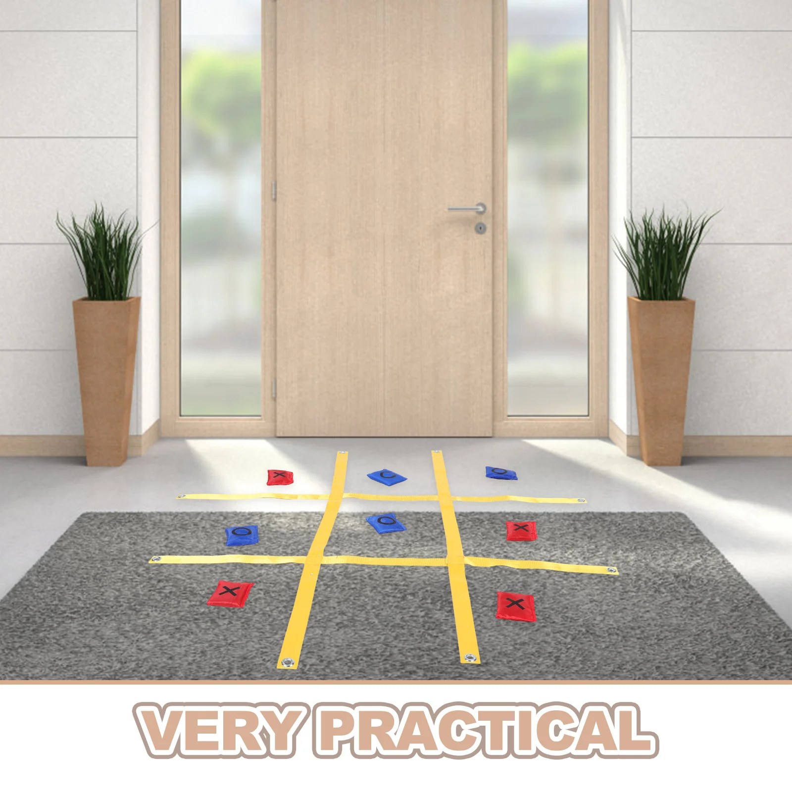 Gigantyczna gra w ołówki i krzyżyki na świeżym powietrzu, zabawa na trawniku, rodzinna zabawa, przenośna gra dla przedszkolaków, na podwórko, patio, ogród, imprezę.