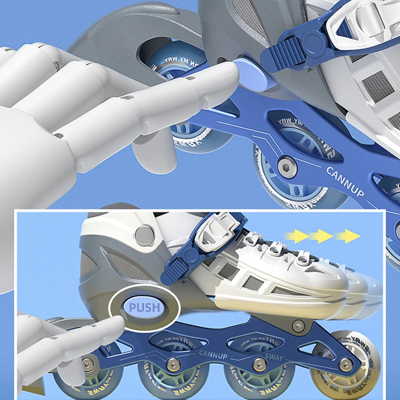 Inline Skate Shoes Set With Helmet Knee Elbow Pads Beginners Adjustable Size Kids Boys Girls Roller Skates Skating Sneakers 2025