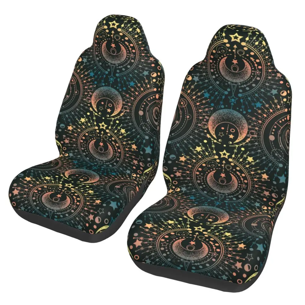 Magical Astrology Moon Star Mysticism Car Seat Cover Seat Cover, Anti Fouling and Convenient Protective Cover Unique Style 2PCS