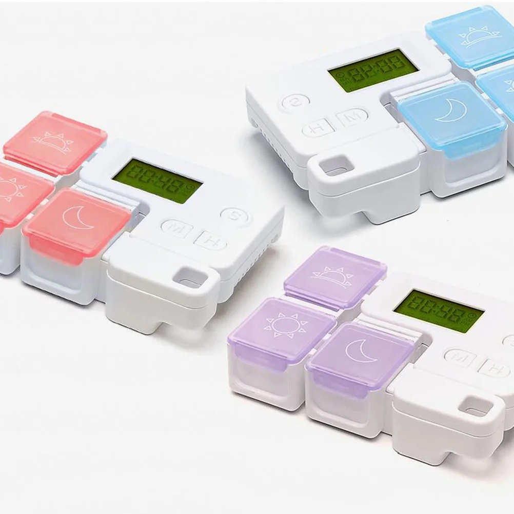 

1 шт., умная коробка для таблеток, портативный органайзер для лекарств с 3 отделениями и напоминанием о тревоге, прозрачные крышки, легко открывающийся дизайн, медицина