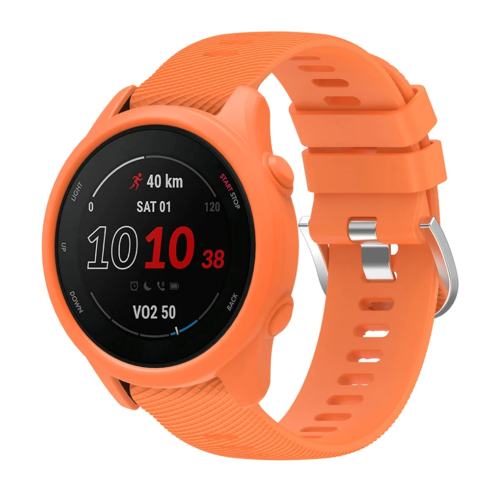 حافظة حماية من السيليكون + حزام لـ Garmin Forerunner 255 265 غطاء حماية ناعم