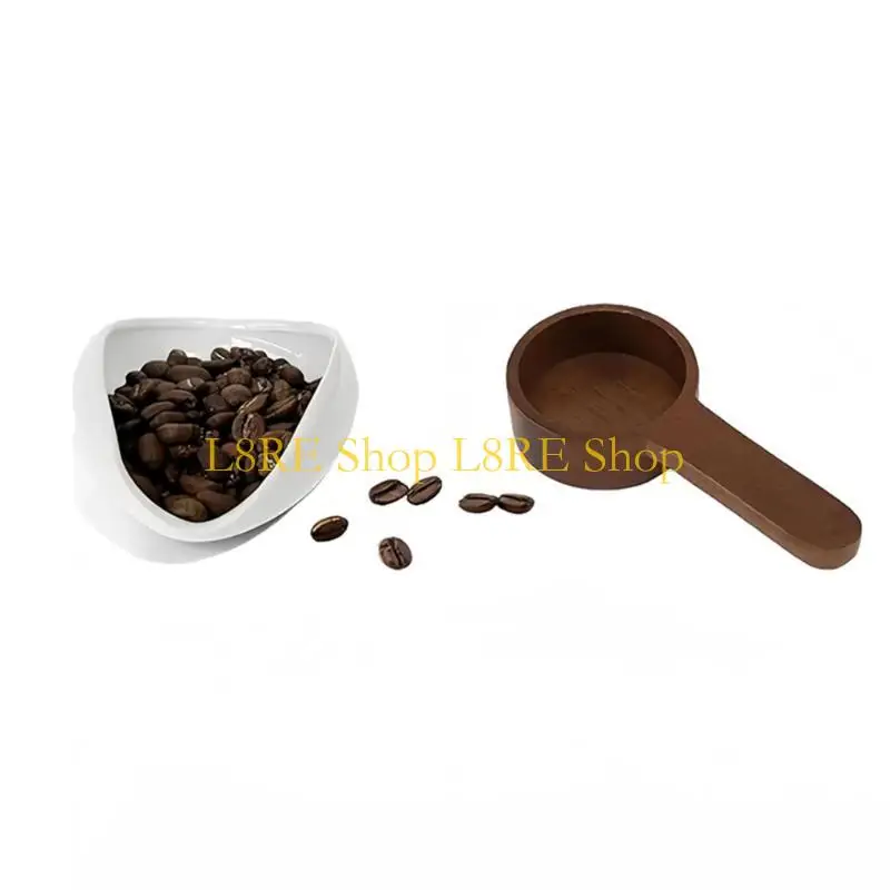 L8RE Measuring Spoons Coffee Bean Tray Ceramic Coffee Bean Container for Coffee