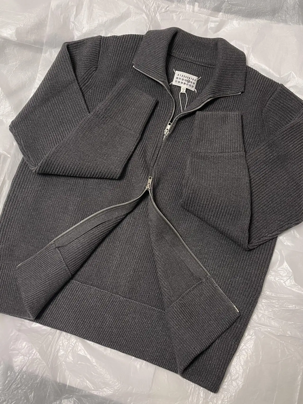 Four-Corner Stitching Margie Sle 9aw Double Zipper Fleece Cardigan Men's and Women's Same Gray Knitted Warm Outerwear