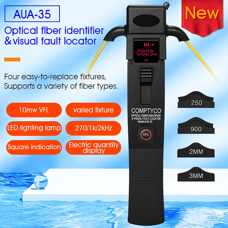 Imagem -06 - Comptyco Aua35 Identificador de Fibra Óptica com Led e 10mw Visual Falha Locator Fibra Óptica Teste Ferramenta 8001700nm Alta Qualidade