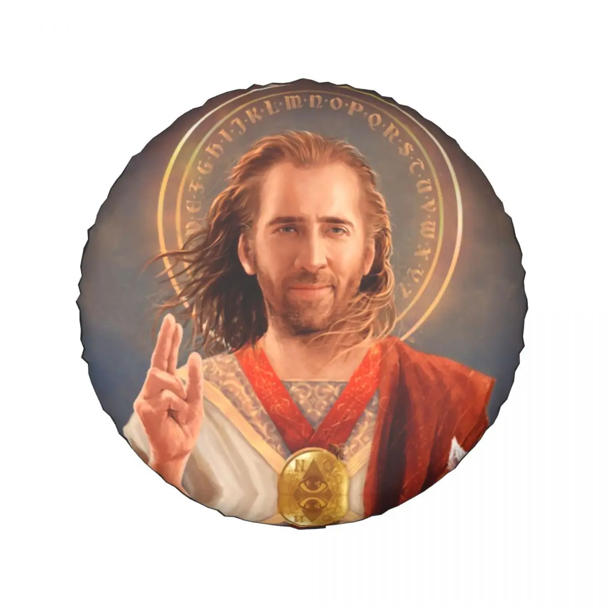 Saint Nicolas Cage Spare Tire Cover Bag Pouch for Jeep Mitsubishi Pajero Funny Meme Waterproof Dust-Proof Car Wheel Covers