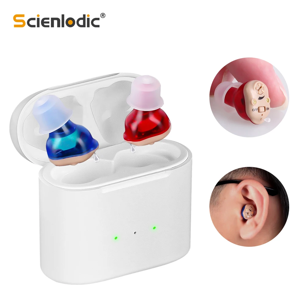 

Elderly Hearing Aid Rechargeable ITE Deaf The Listening Device Mini Wireless Sound Amplifier Invisible Hearing Aids Headphones