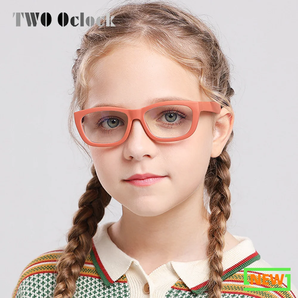 Flexible Kids Eyeglass Frames Transparent Rectangle Candy Color Child Boy Prescription Medical Myopia Frame 0 Diopter Anti Blue