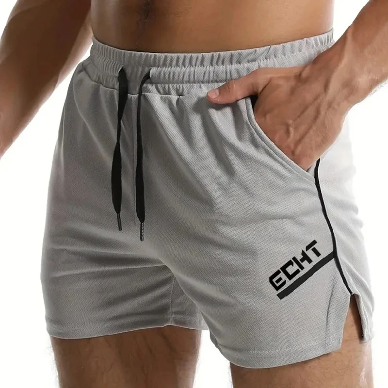 Calções Esportivos Respirável de Secagem Rápida Masculina, Fitness, Corrida, Corrida, Moletom de Treino, Malha, Praia, Verão, 2022