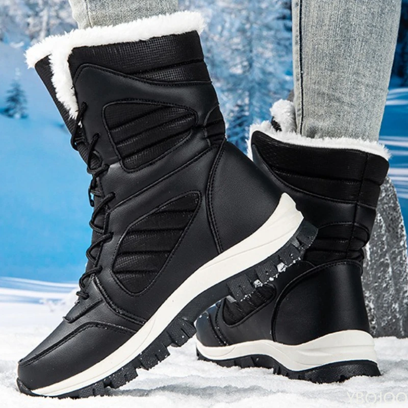 

Winter high top thick cold resistant warm waterproof men's shoes with thick soles outdoor anti slip wear-resistant sports boots