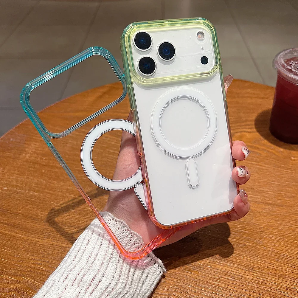 für iPhone 17 Pro Max 17 Air Case Allmähliche Farbe Kristall Transparent Weiche Anti-Klopf-Abdeckung für Mag-safe Wireless Shell Back Funda