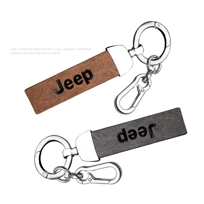 Leather Metal Car Keychain Car Key Ring For Gift For Jeep Wrangler JL JK Renegade Grand Compass Gladiator Cherokee Patriot XJ