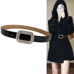 Rhinestone Belt for Women Fashion Simple Decorative Dress Coat Accessories Gothic Style Luxury Designer Black Waist Cover New