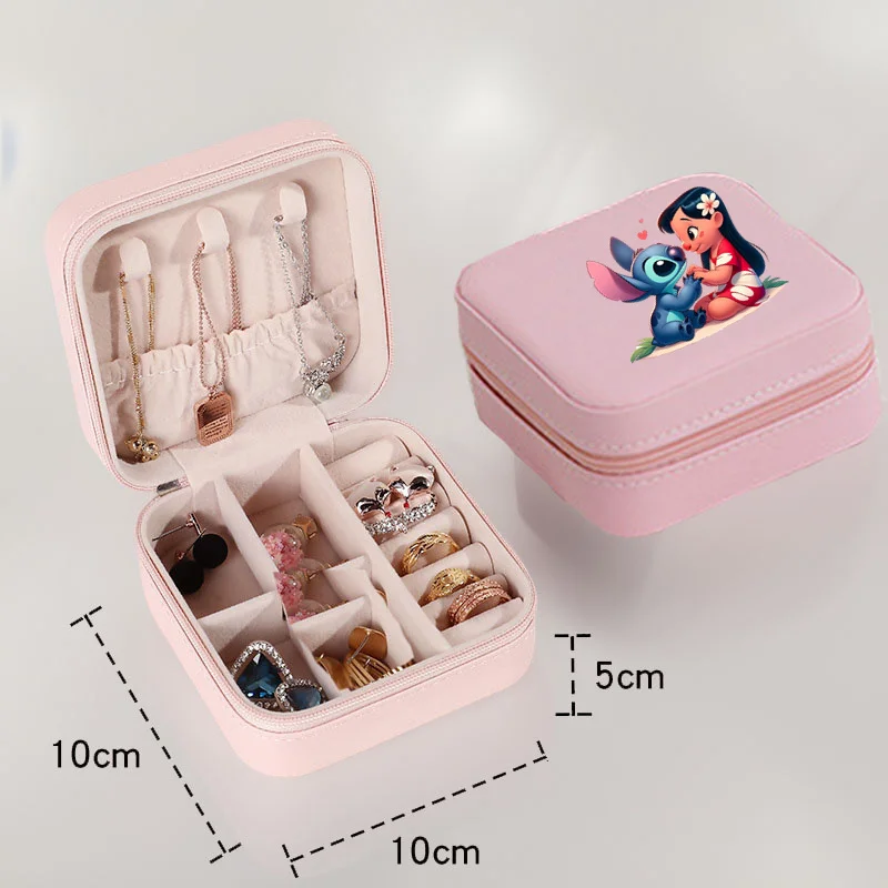 Stitch Disney Portable Jewelry Organizer Storage Box Travel Organizer Jewelry Case Earrings Necklace Ring Stitch Jewelry Box