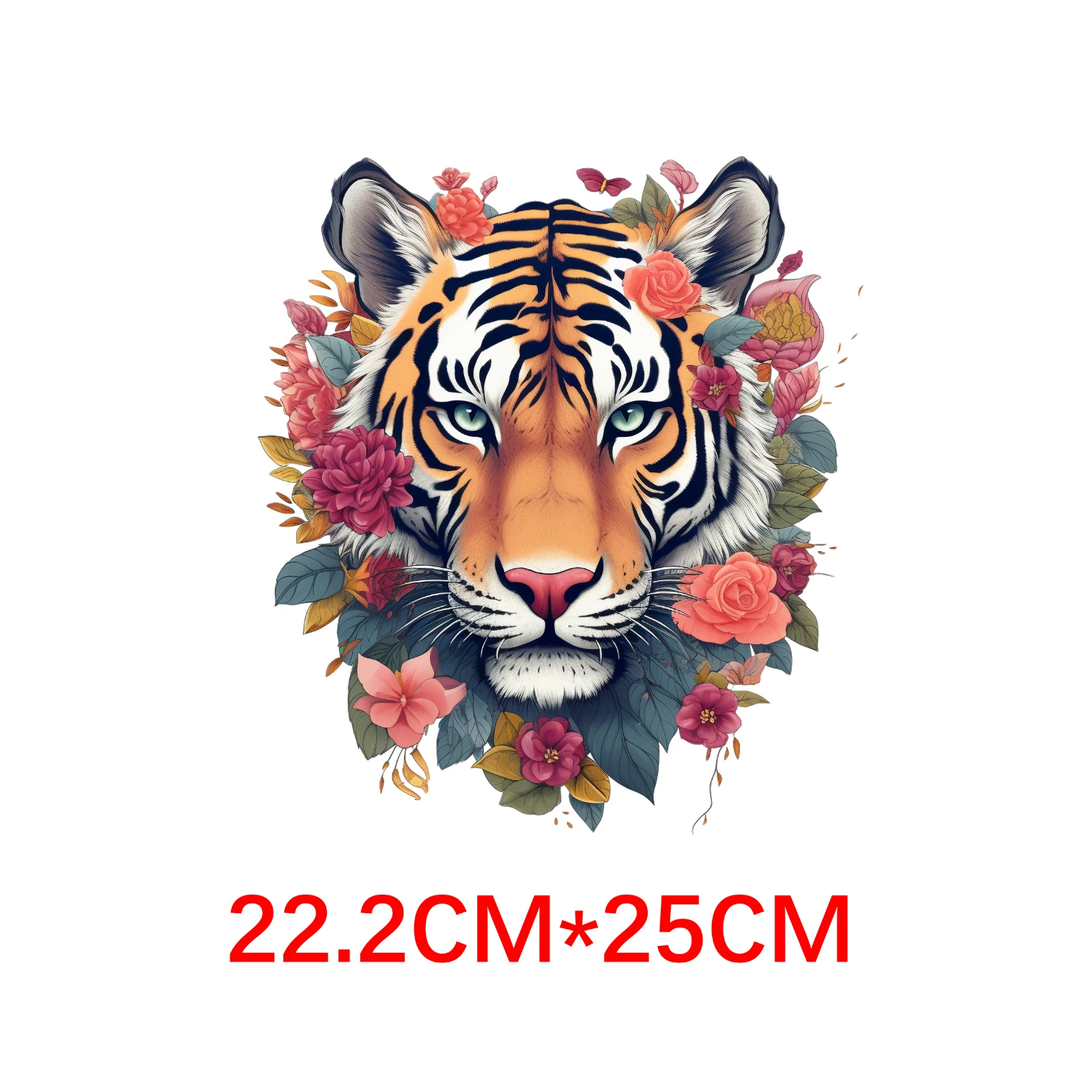 25cm leão tigre flor animal ferro em adesivos de transferência de calor para crianças roupas camiseta transferências de ferro apliques de vinil