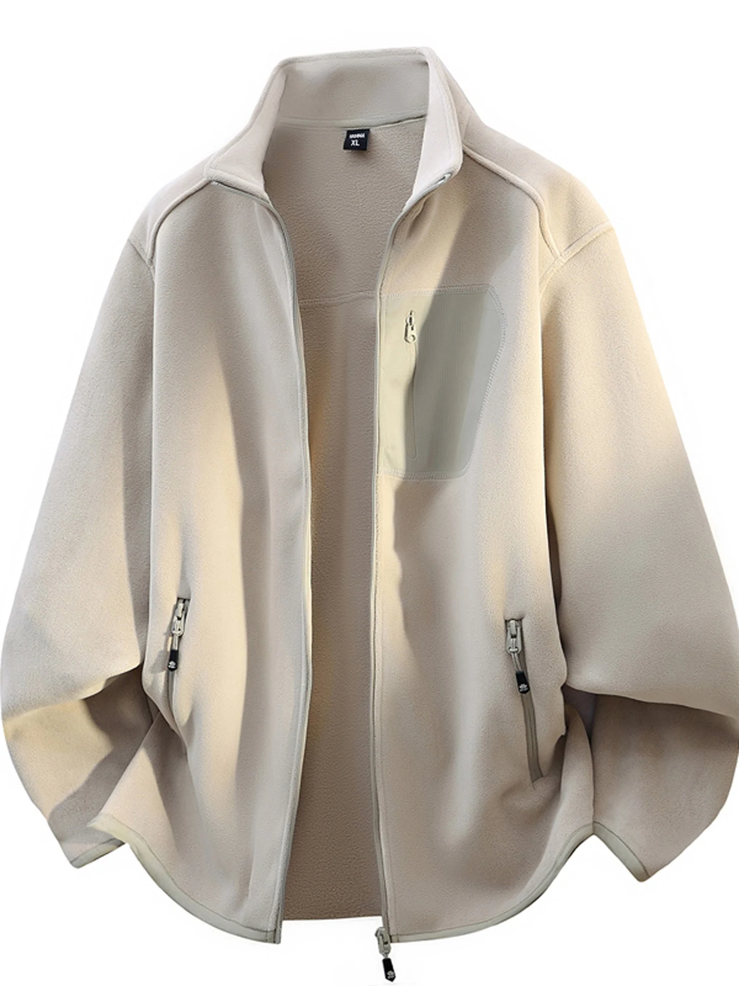 

Мужская флисовая куртка с воротником-стойкой, двусторонняя, утепленная, спортивная, на молнии, кардиган, верхняя одежда из полиэфирного волокна, стандартный крой