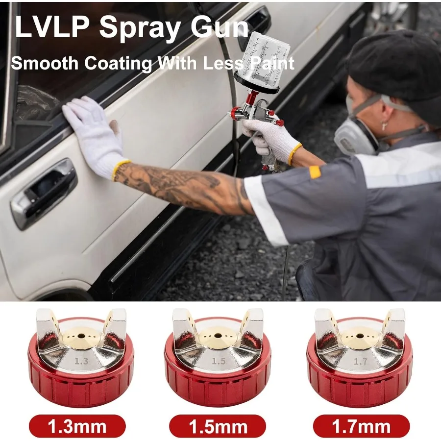 مسدس رش R500 LVLP مع كوب خلط 650 مل و10 أكواب للاستعمال مرة واحدة تتضمن فوهات 1.3 مم 1.7 مم و2.0 مم للتحكم الدقيق I