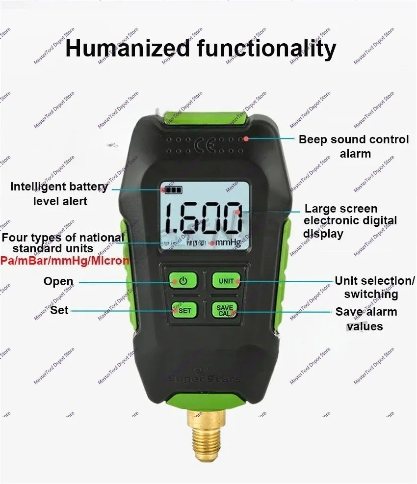 DSZH VG90 Intelligent Digital Vacuum Meter Portable Laboratory Refrigeration System Vacuum Check Pressure Vacuum Gauge 0-10000P