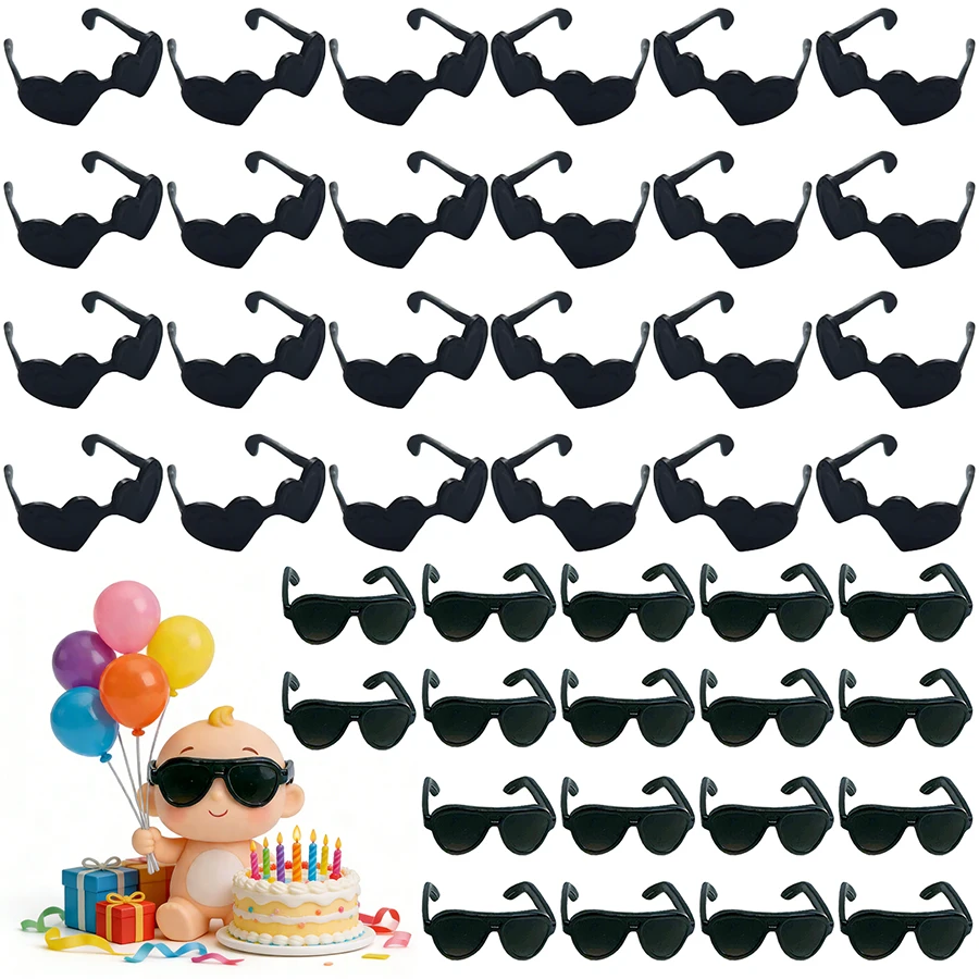 20pcs 2.9cm Plastic Miniature Doll Sunglasses Dollhouse Accessories Dolls House Decor Creative Miniature Decorations