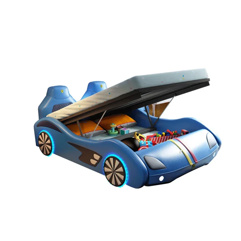 ABCModerne rot kinder betten mädchen Einzigen leder blau kid bett jungen Kreative smart kinderzimmer Möbel runner auto betten