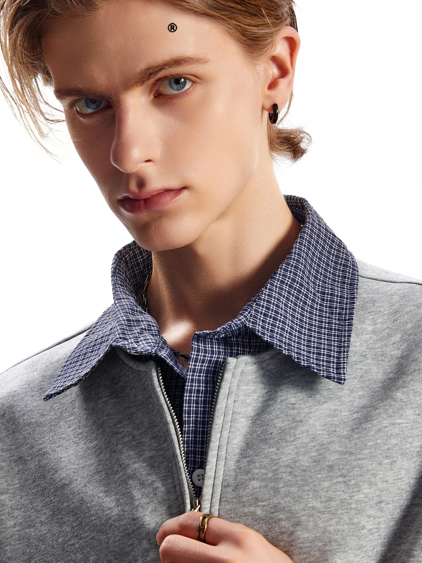 SDMADE  Shirt Men's Summer Loose Fit Half Zipper Flip Collar Short Sleeve T-Shirt Fashionable Casual Standard Edition