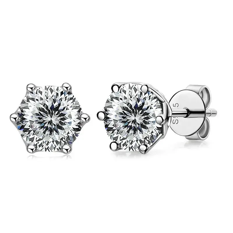 

Real 1 CT D Color Moissanite Stud Earrings For Women Top Quality 925 Sterling Silver Sparkling Wedding Jewelry