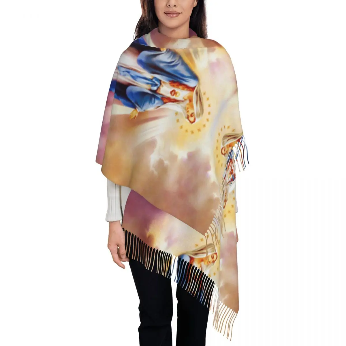 

Personalized Printed Catholic Virgin Mary Scarf Men Women Winter Fall Warm Scarves Our Lady of Guadalupe Shawl Wrap