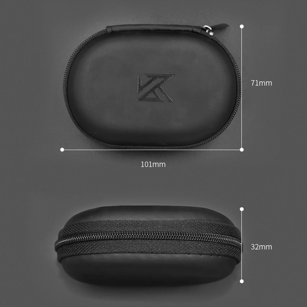 KZ-Bolsa de almacenamiento Ovalada para auriculares, caja de almacenamiento con cremallera de PU, portátil, contenedor para KZ BA10, AS10, ES4