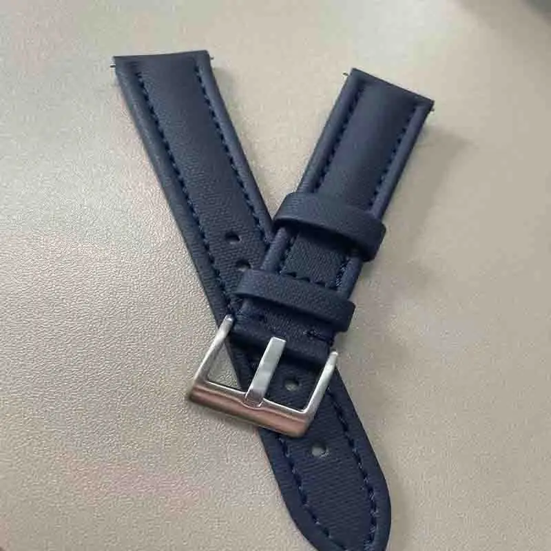 New style Sailcloth Watch Strap Nylon Quick Release  Genuine Leather Watchband 20 mm 22 mm Samsung Apple Blancpain
