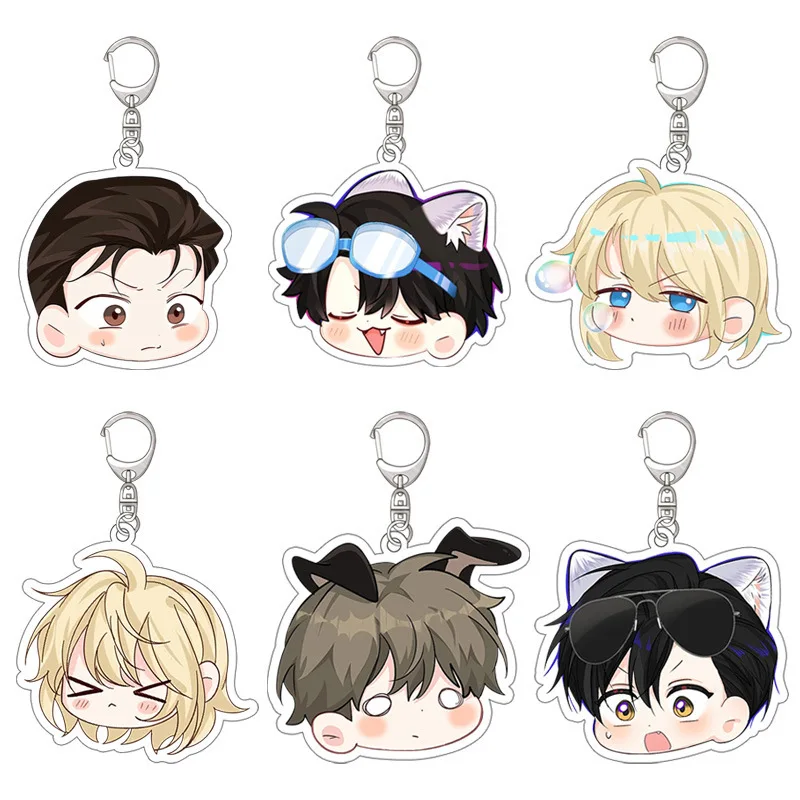 

6cm Anime The Falling Merman Acrylic key chian for Desk Decoration Figure Alpha Omega Yaoi BL Boys Love Cartoon Comic key chain