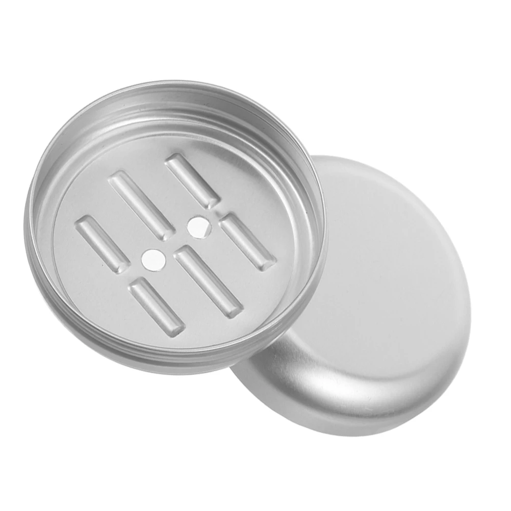 

Round Aluminum Soap Box with Bottom Drainage Hole Portable Soap Holder for Bathroom Kitchen Shower Travel Storage