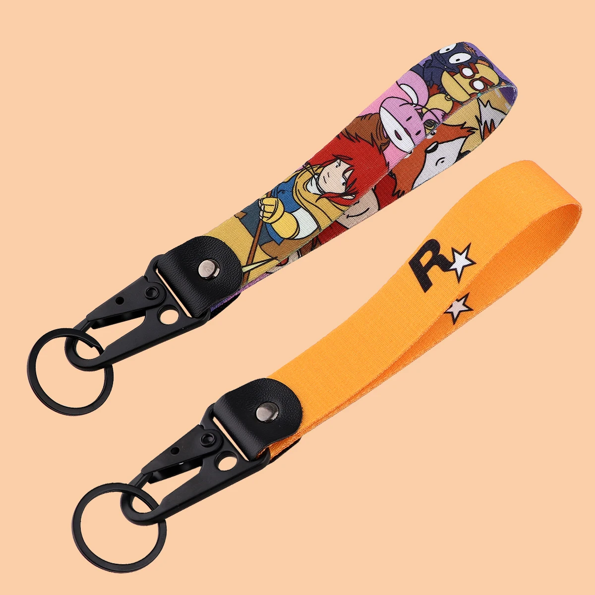 Retro Games Star Lanyard Tag Keychain Pendant Car Motorcycle Key Rings Wrist Strap Key Chain Key Ring Holder Car Accessories