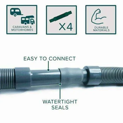 Collapsible Flexi Extendable Waste Water Outlet Pipe Connection Caravan Motorhome RV Parts & Accessories