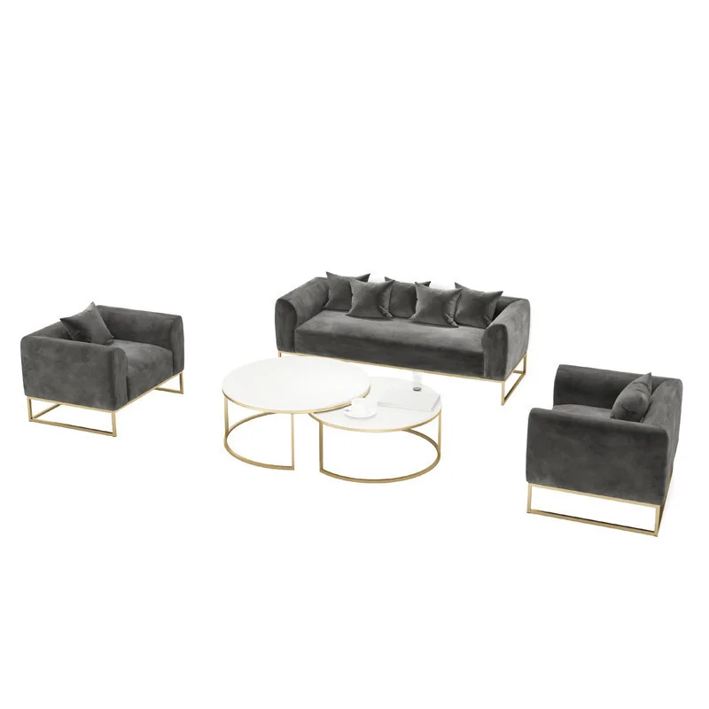 

Sofa coffee table combination Modern simple business flannel simple sofa Hotel meeting guests