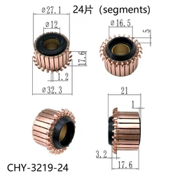 1Pc 12x27.1x17.6(21)x24P Copper Bars Electric Motor Commutator CHY-3219-24