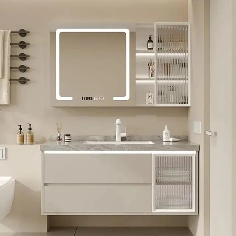 Regale خزانة حمام السيراميك حوض متكامل مرآة ماكياج الذكية جدار خزانة حمام درج أثاث المنزل Gabinete الحديث #3