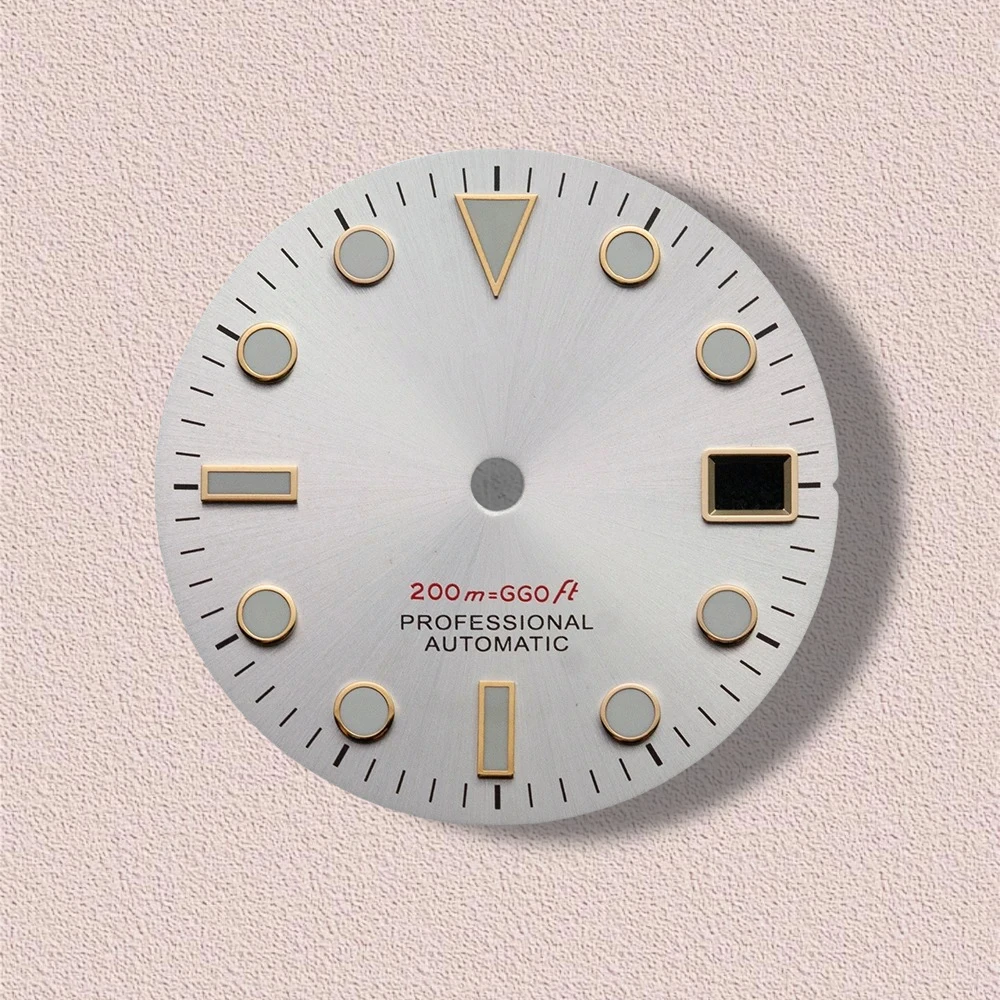 28.5mm S Logo SUB Sunburst Dial Fit NH35/NH36/4R/7S Movement Green Luminous Diving High-Quality Watch Modification Accessories