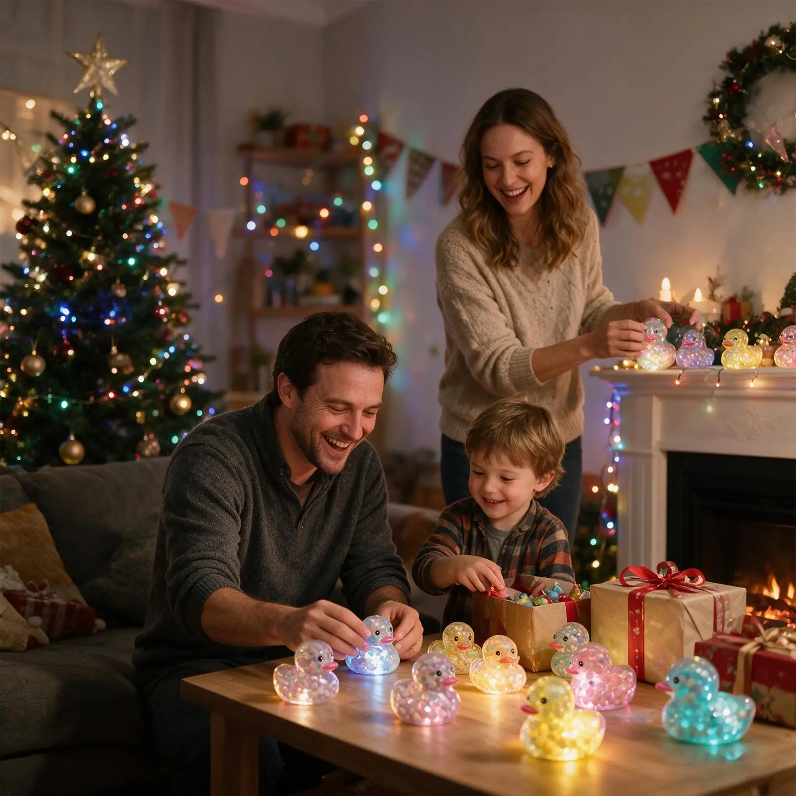 LED Mini Ducks Kids Toy Birthday Party Favors Classroom Prizes LED Glowing Duck For Boys Girls Nursery Bedroom Desk Travel Car