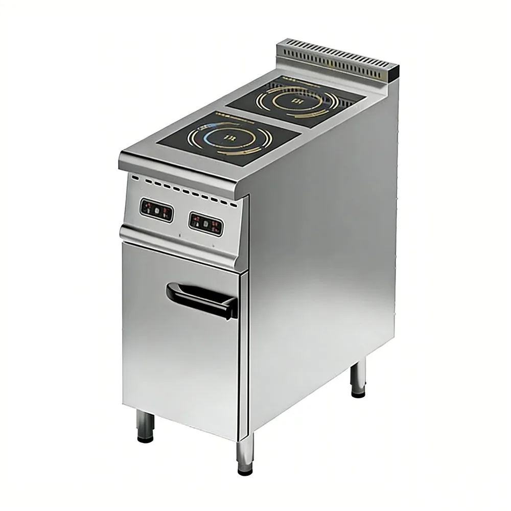 Commercial Double Burner 7000W Stainless Steel Body Microwave Stove Cabinet Cooking Machine for Restaurant Kitchen 1