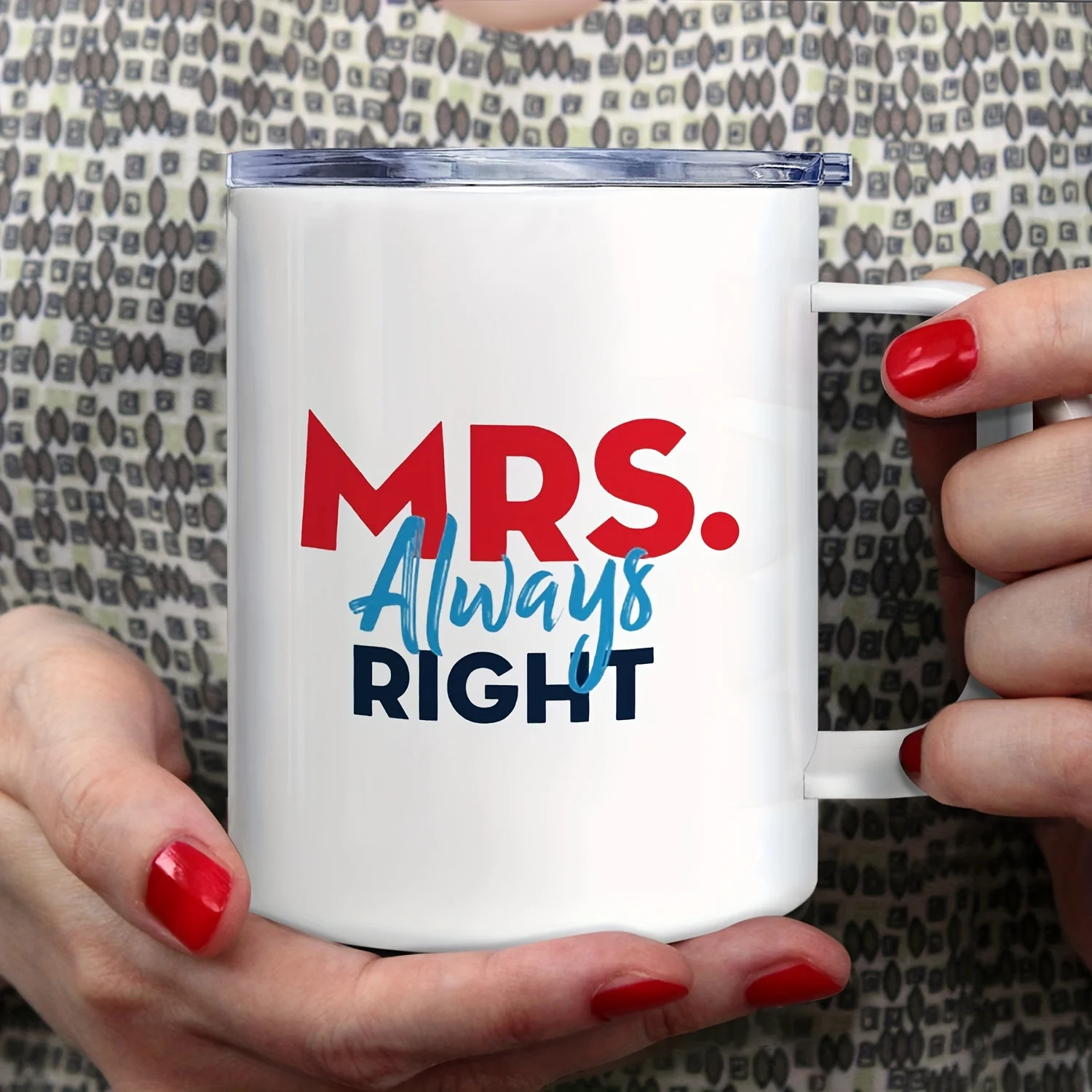 Mr. Right & Mrs. Always Right Stainless Steel Coffee Mug Set with Leak-Proof Lids - Reusable | Ideal Christmas Gift for Adults