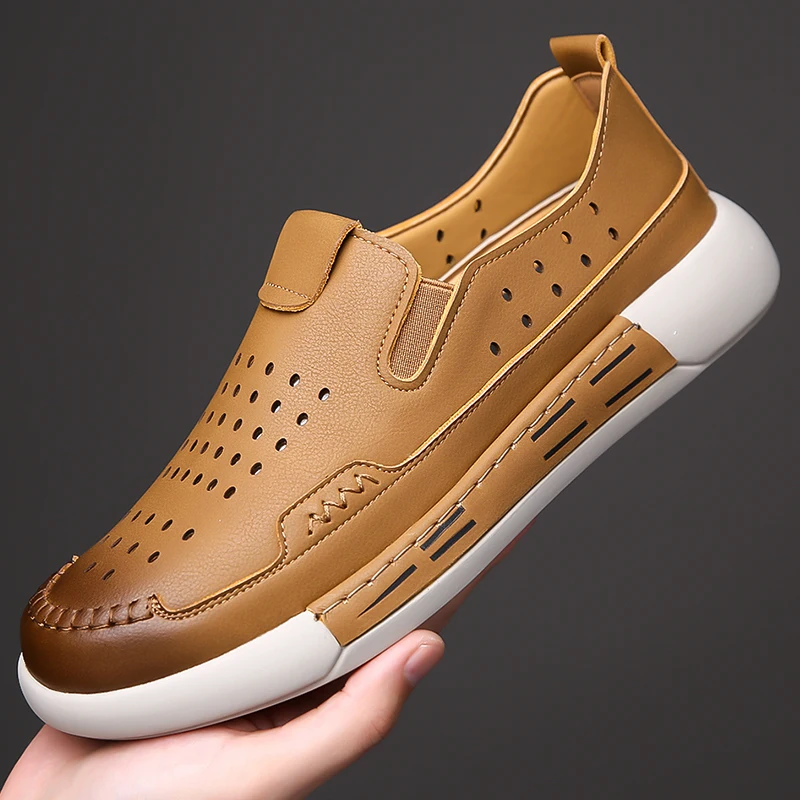 

Summer Men Sandals Genuine Leather Mens Casual Shoes Outdoor Men Leather Sandals for Men Beach Shoes Roman mens Shoes