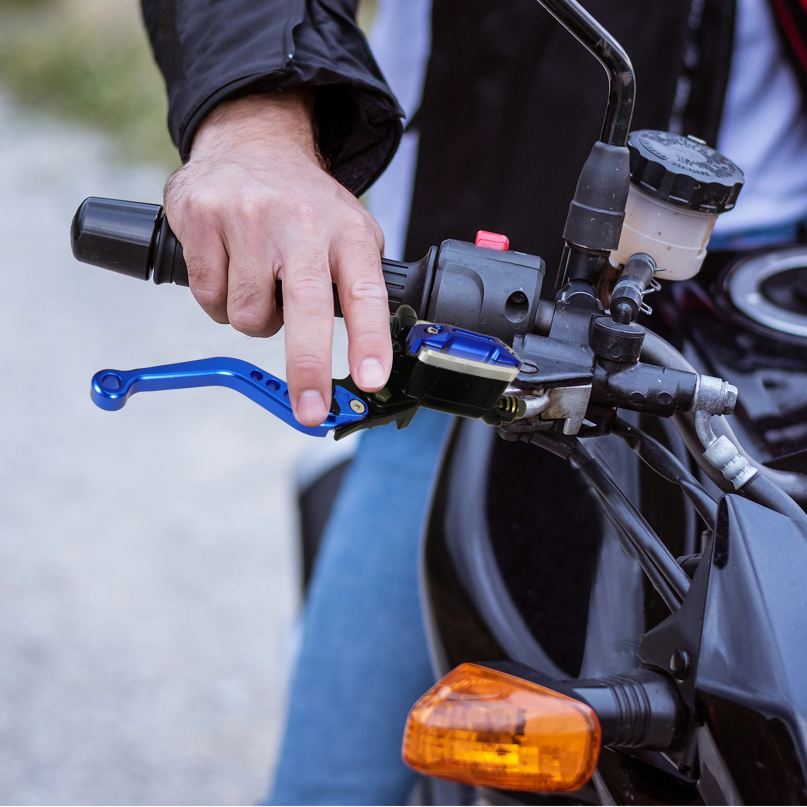 

2 Pcs Hydraulic Brake Lever Handlebar Clutch Motorcycle Parts 22MM Blue Adjustable Aluminum Alloy Durability Smooth Braking