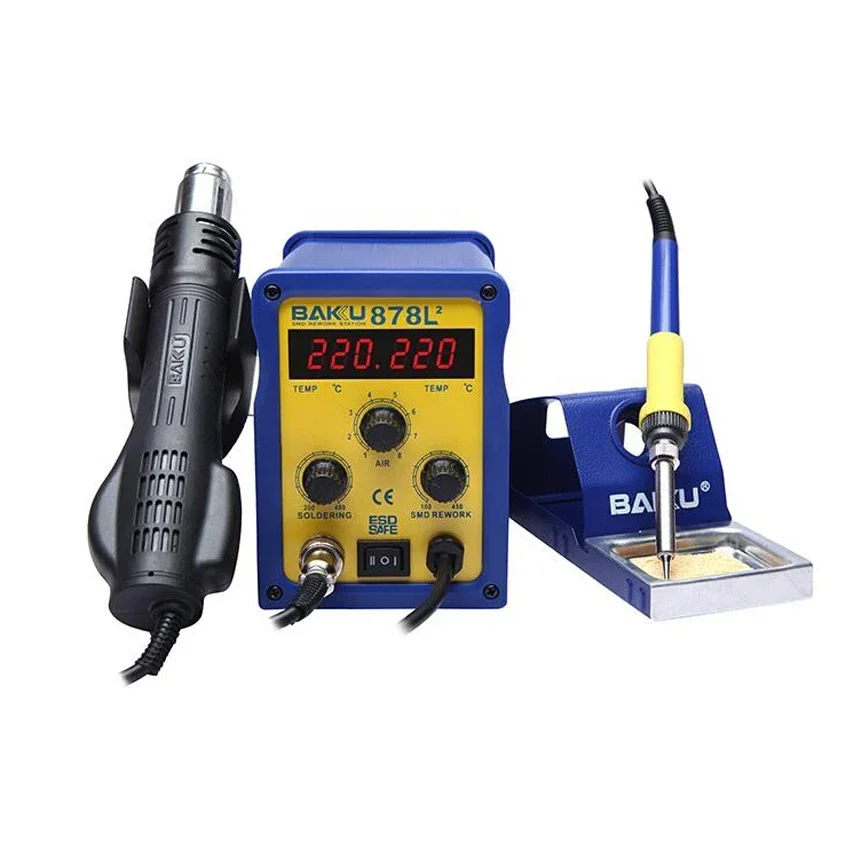 BAKU BK-878L2 led digital Display SMD Brushless Hot Air Rework Station with Soldering Iron and Heat Gun for Cell Phone Repair