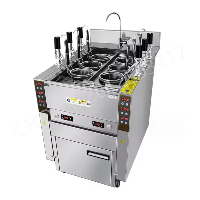 

6 Heads Automatic Lift-Up Gas Noodle Cooker Commercial Industrial Noodle Boiler Machine Pasta Cooker Intelligent Energy Saving