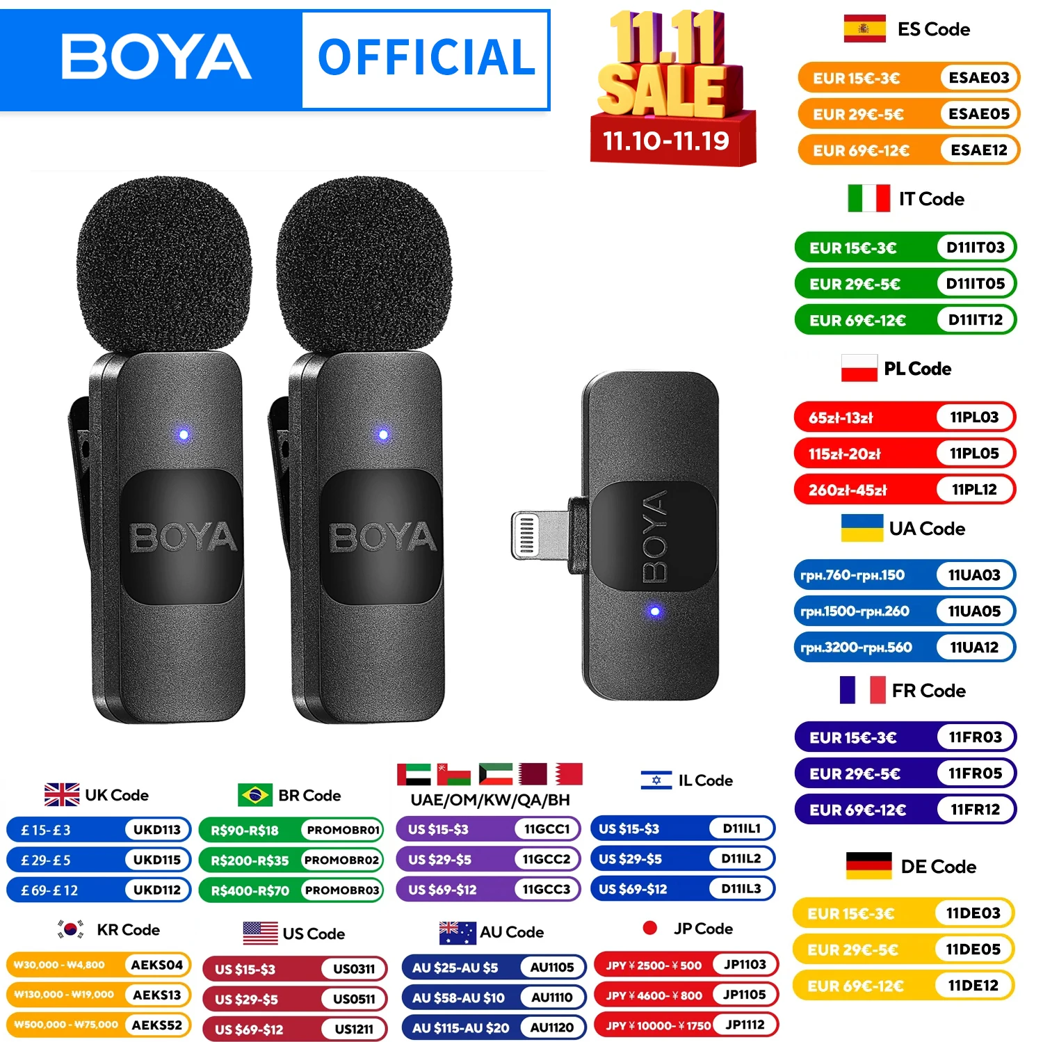 

BOYA BY-V Professional Wireless Lavalier Mini Microphone for iPhone iPad Android Live Broadcast Gaming Recording Interview Vlog