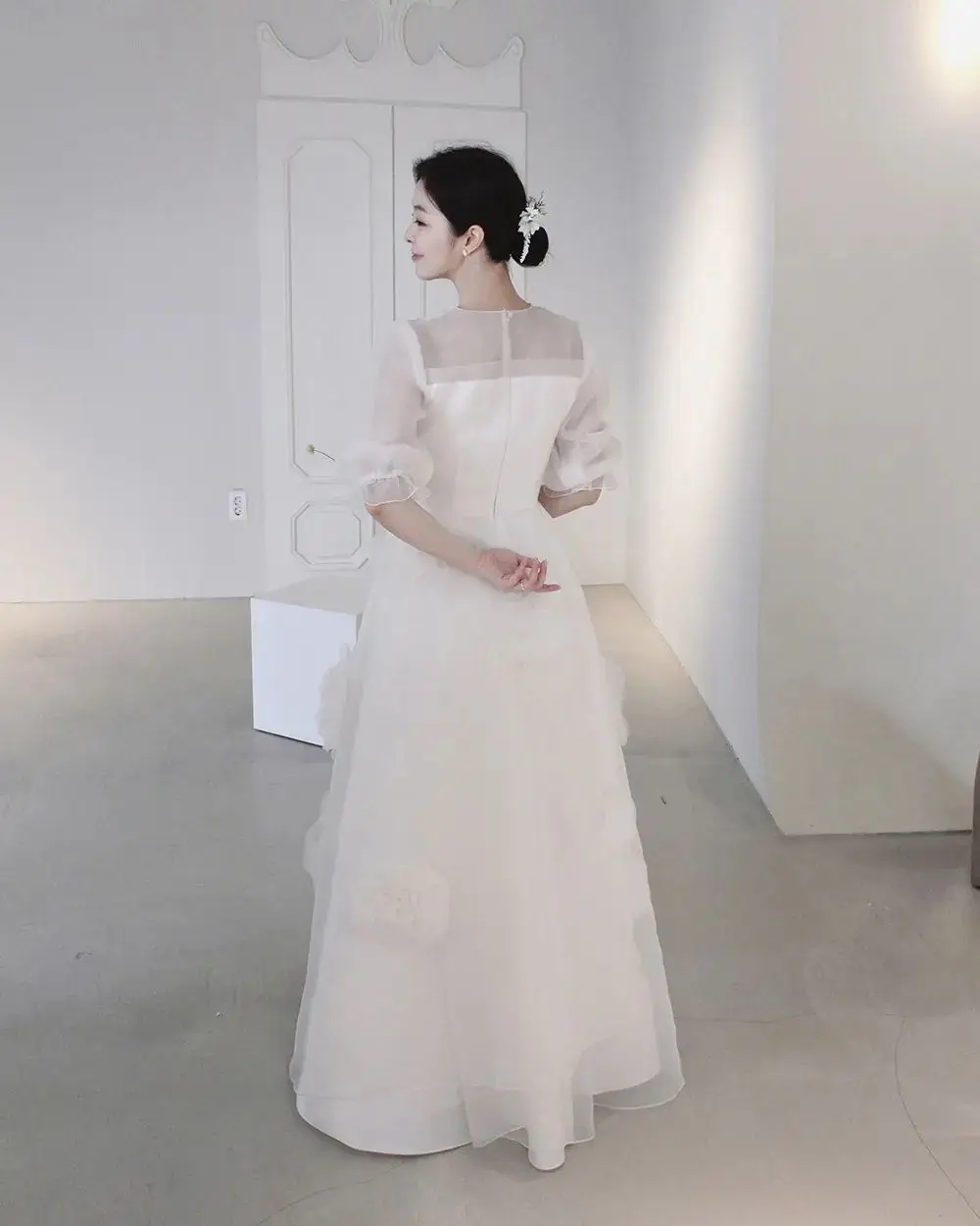 Customized Korea Garden Evening Dresses Puffy Short Sleeves Formal 프롬드레스 Ankle Length Elegant Prom Growns Party Women Bride