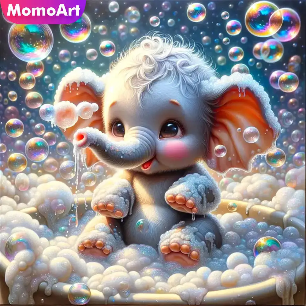 

Momoart 5D DIY Elephant Diamond Painting Animal Full Square Round Diamond Embroidery Cartoon Mosaic Handmade Hobby