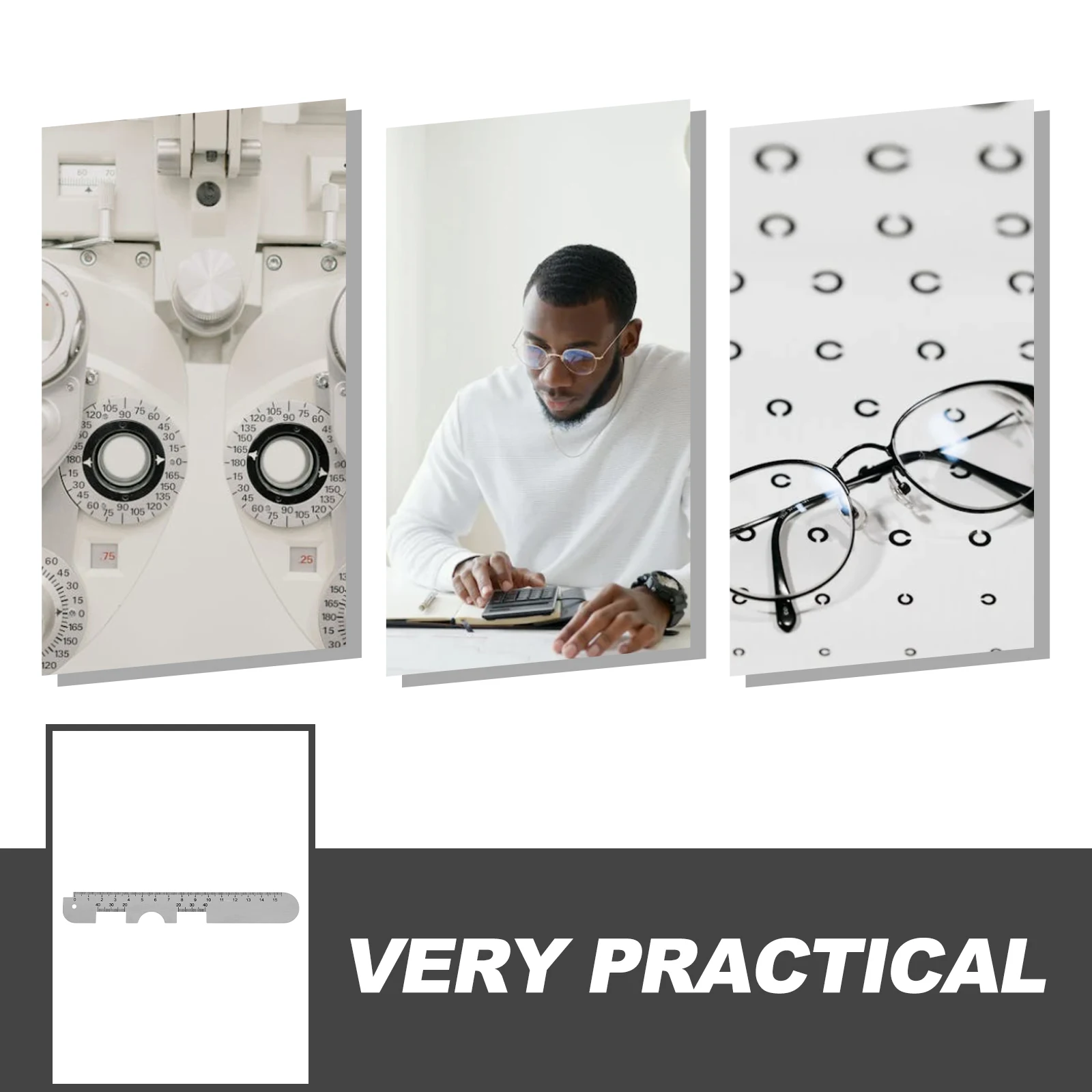 

2 Pcs Pupil Distance Ruler Portable Pupillometer for Eyeglasses Dual Sided Markings Accurate Measurement Optometrist Medicine