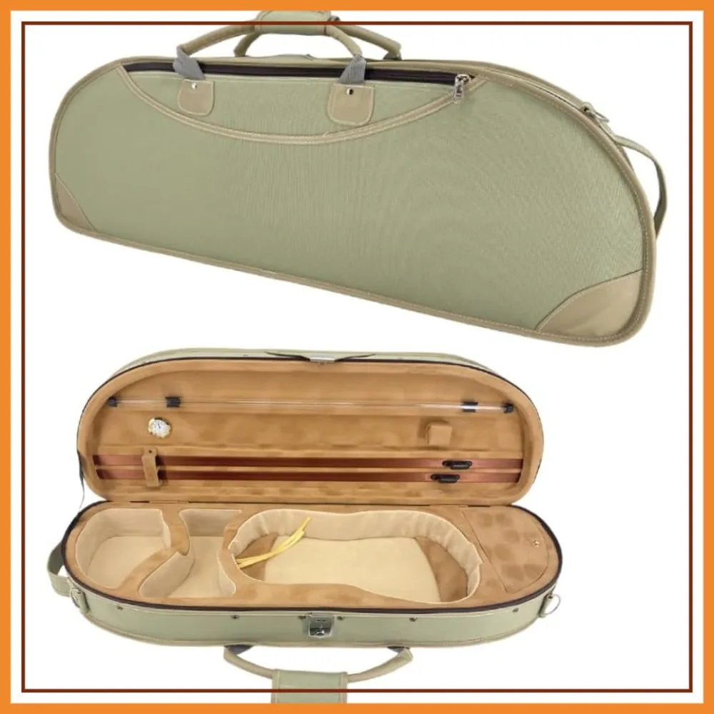 

4/4 Full Size Violin Case, Nylon Oxford Lightweight Box with Adjustable Shoulder Straps, Travel Bag (Pea Green)
