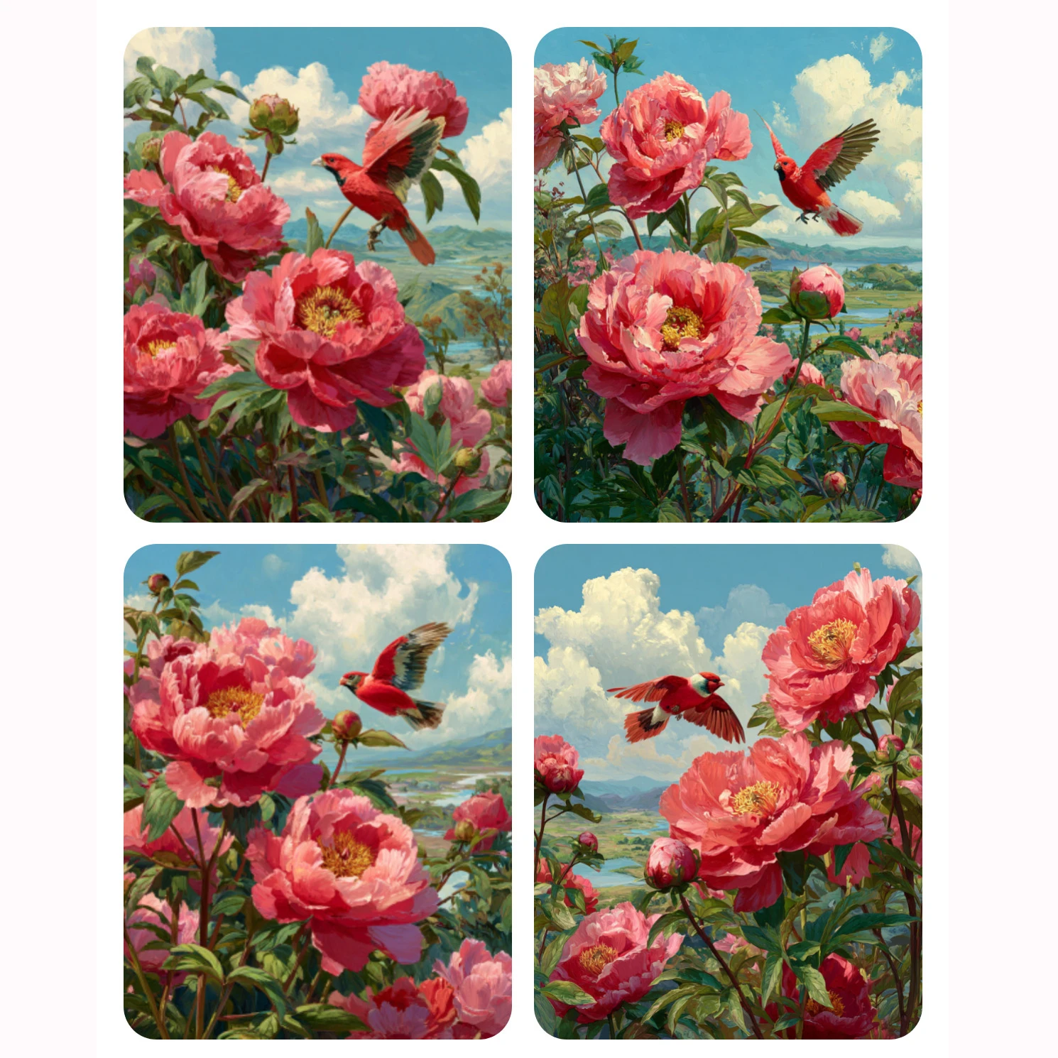 

Ручная роспись Птицы на цветах Картина по номерам Набор DIY Акриловые произведения искусства Холст Художественный подарок для дома